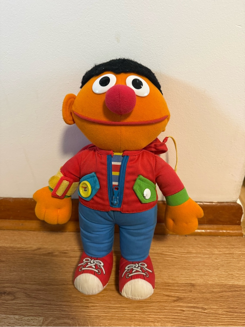 Vintage "Dress Me Up Ernie" w Hoodie Playskool 1990 Sesame Street 13” Plush Doll